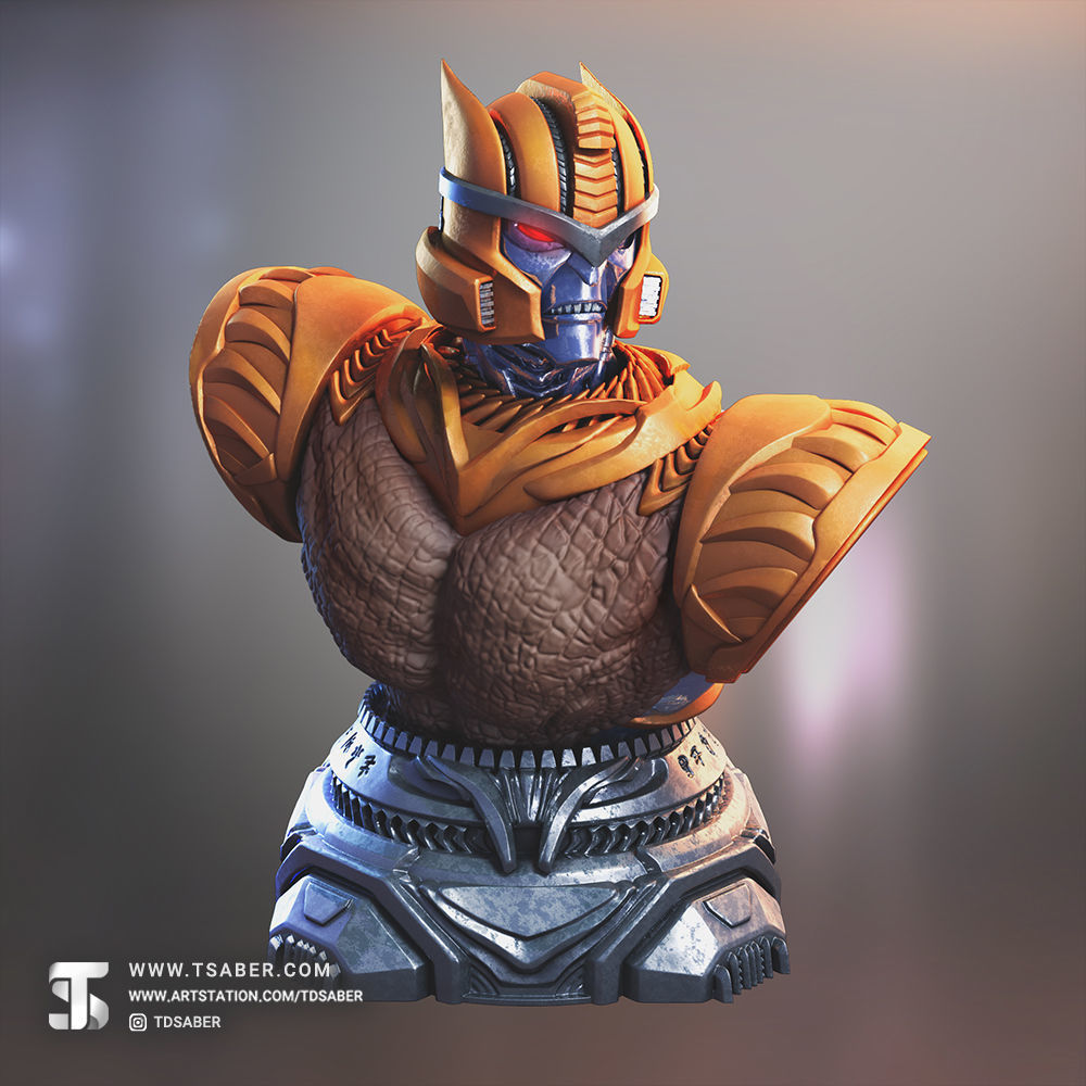 Dino Warrior Bust 3D print model_2