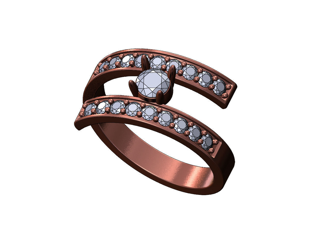 5mm diamond setting flat wire diamond bypass ring US sizes 7to12 3D print model_10