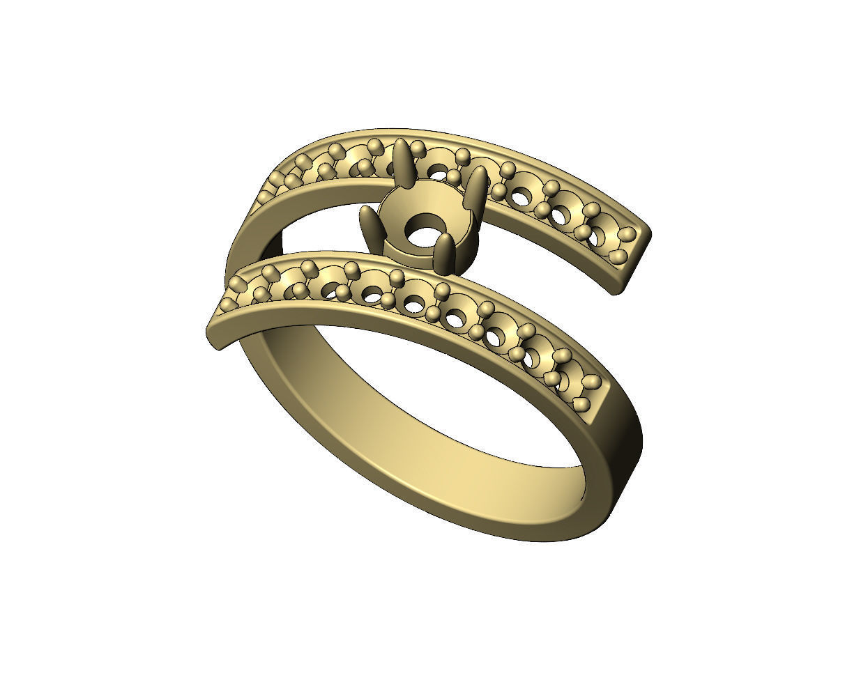 5mm diamond setting flat wire diamond bypass ring US sizes 7to12 3D print model_6