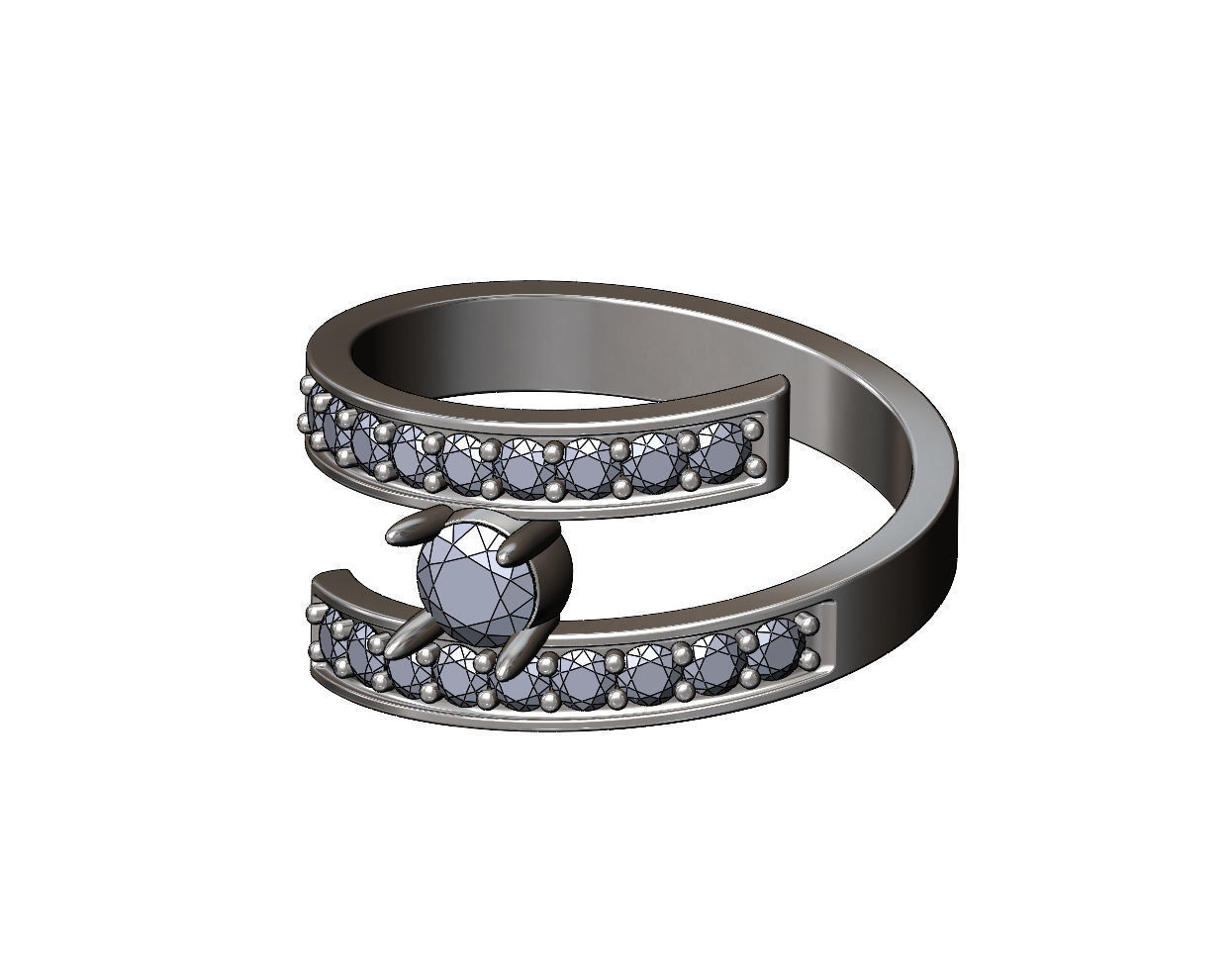 5mm diamond setting flat wire diamond bypass ring US sizes 7to12 3D print model_11