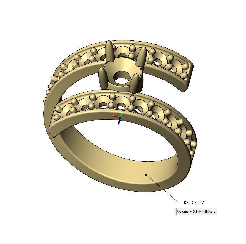 5mm diamond setting flat wire diamond bypass ring US sizes 7to12 3D print model_13