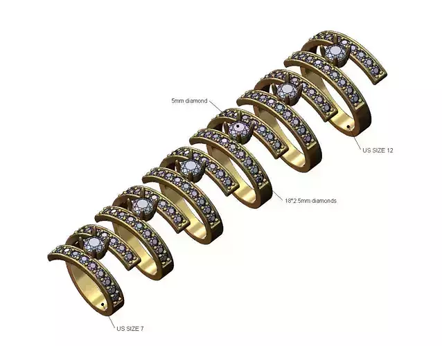 5mm diamond setting flat wire diamond bypass ring US sizes 7to12