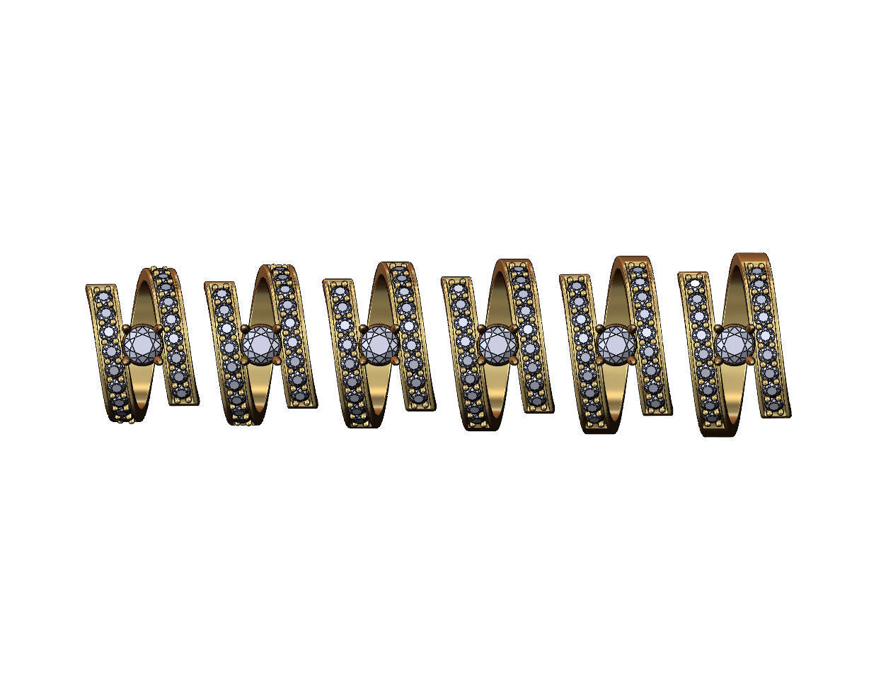 5mm diamond setting flat wire diamond bypass ring US sizes 7to12 3D print model_1