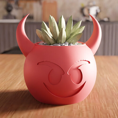 Devil Emoji Planter - 250 3D print model