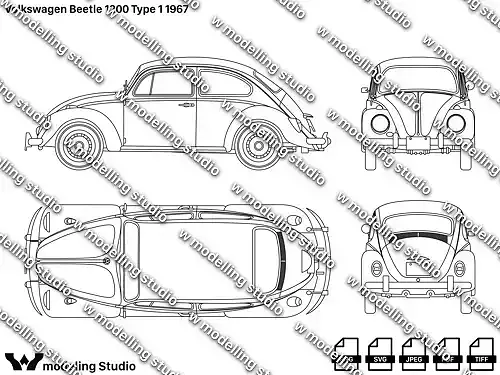 Volkswagen Beetle 1200 Type 1 1967 blueprint Texture