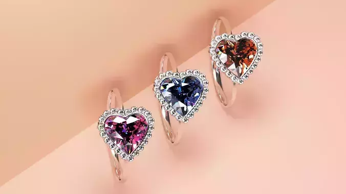 Heart-Shaped Diamond Ring Model
