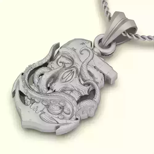 Octopus skull pendant cnc 3d model 3D print model