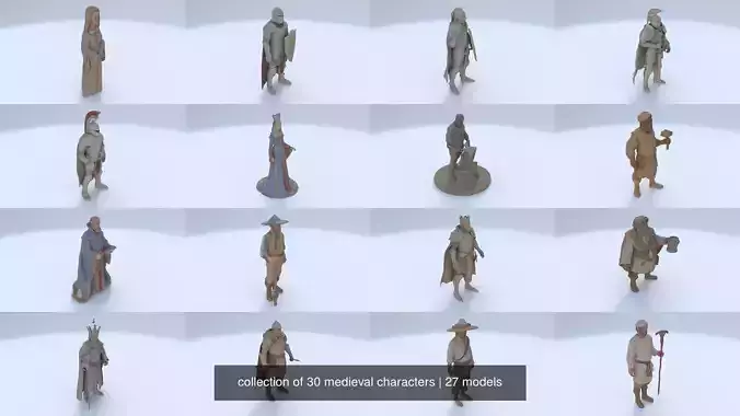 collection of 30 medieval characters 