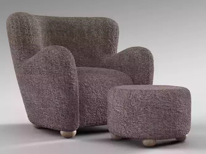 Le Tuco Grande Shearling Accent Chair and Ottoman