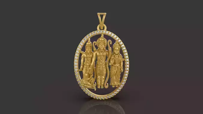 Lord Ram Laxman Sita Hanuman Pendant - 0057 