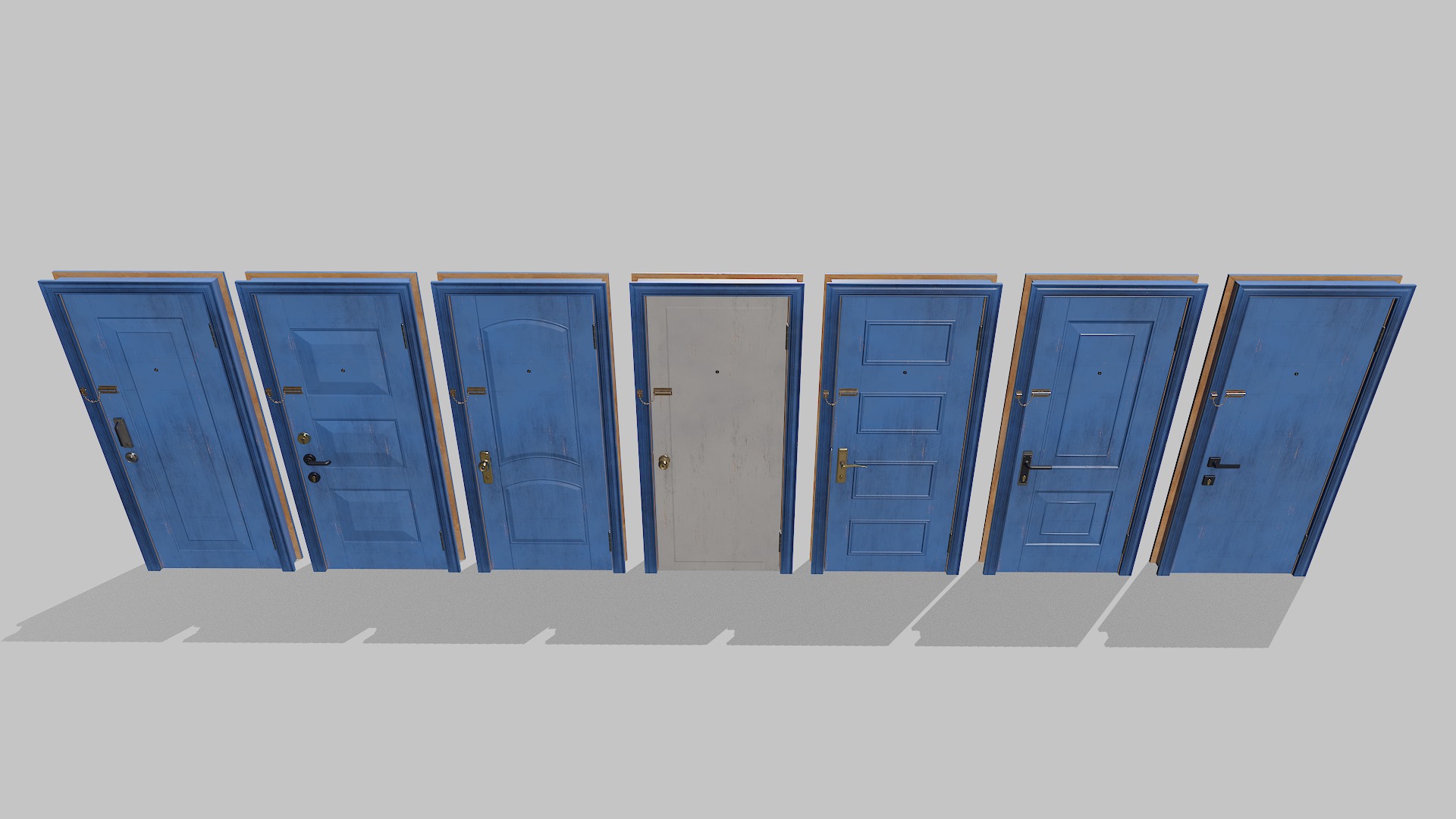 Doors big pack Low-poly 3D model_5