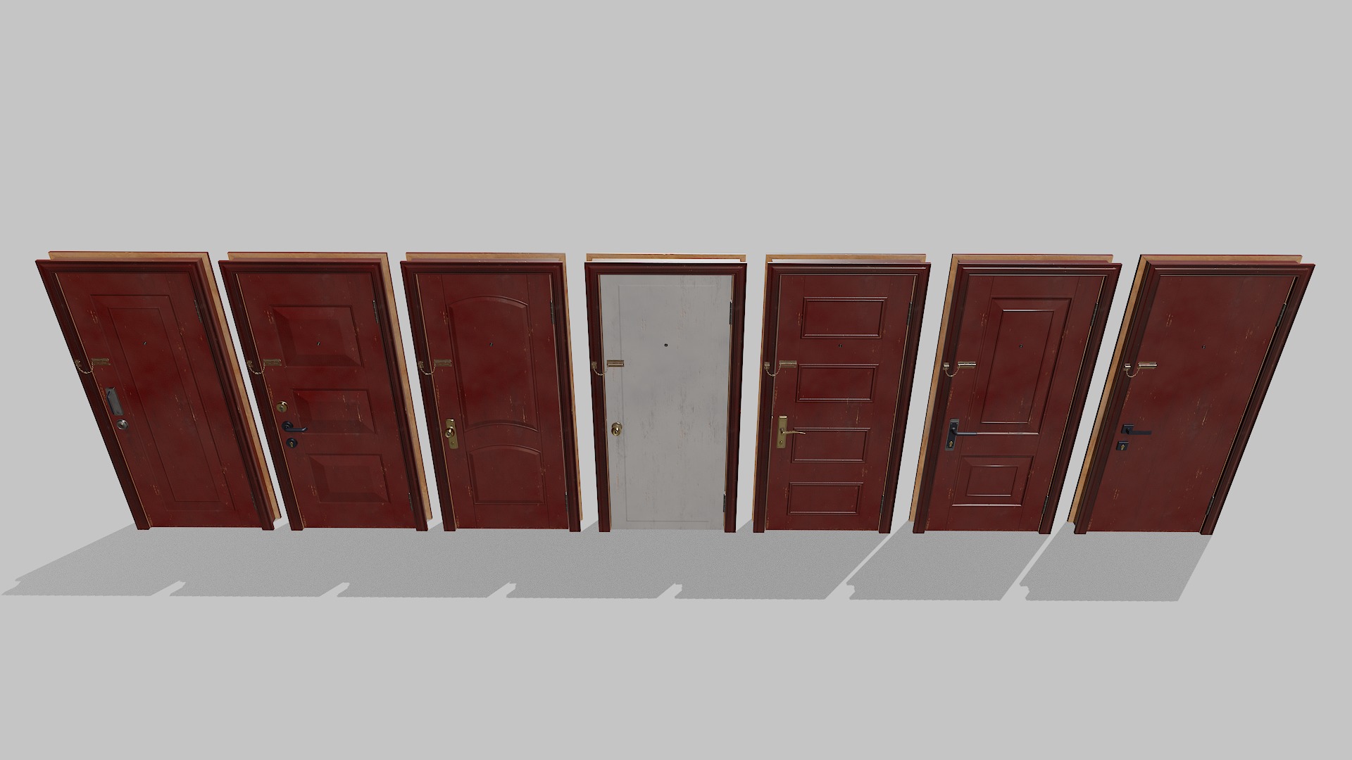 Doors big pack Low-poly 3D model_9