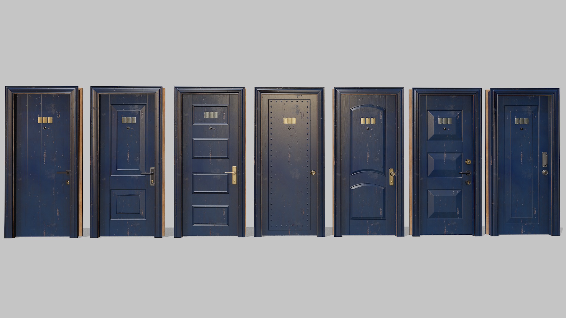 Doors big pack Low-poly 3D model_12