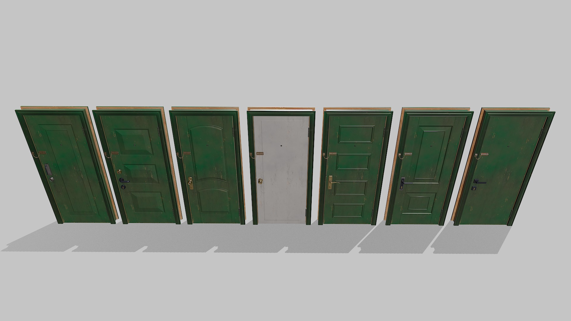 Doors big pack Low-poly 3D model_11