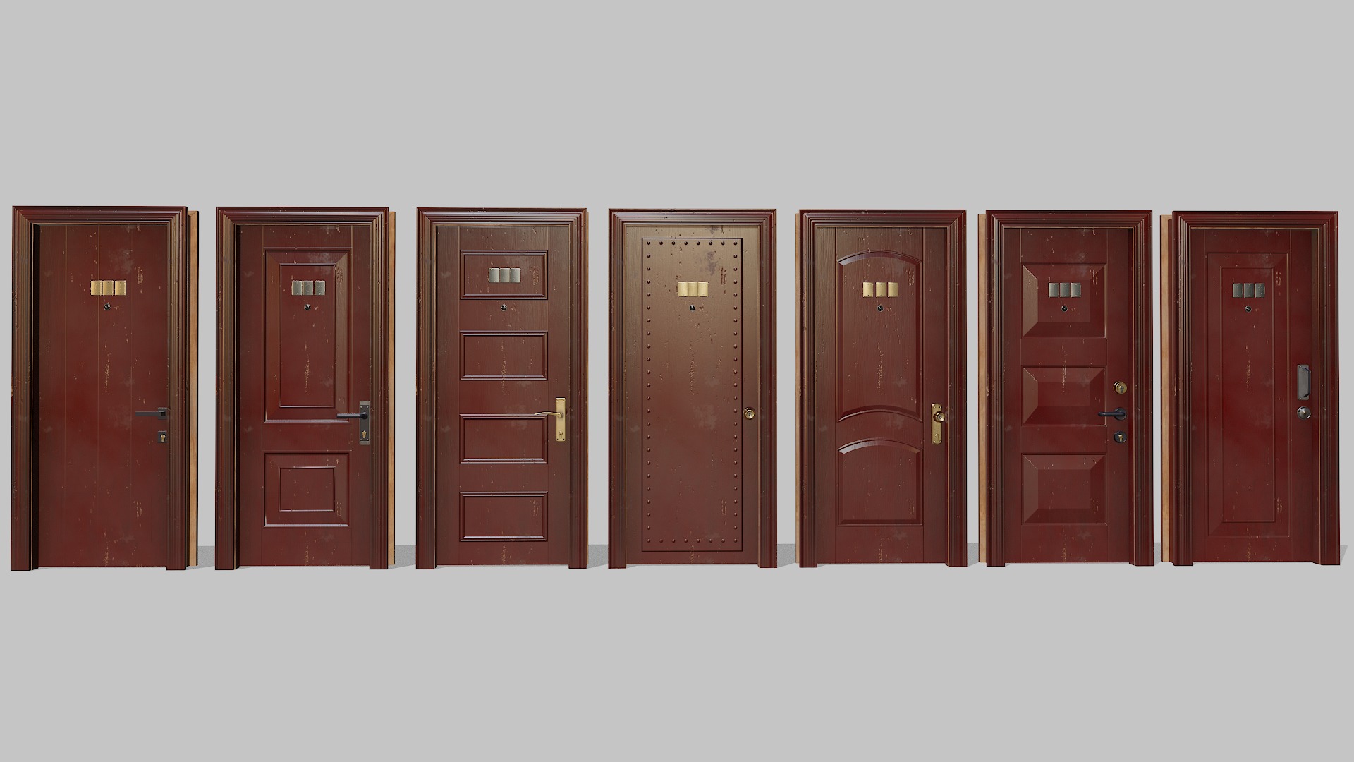 Doors big pack Low-poly 3D model_8