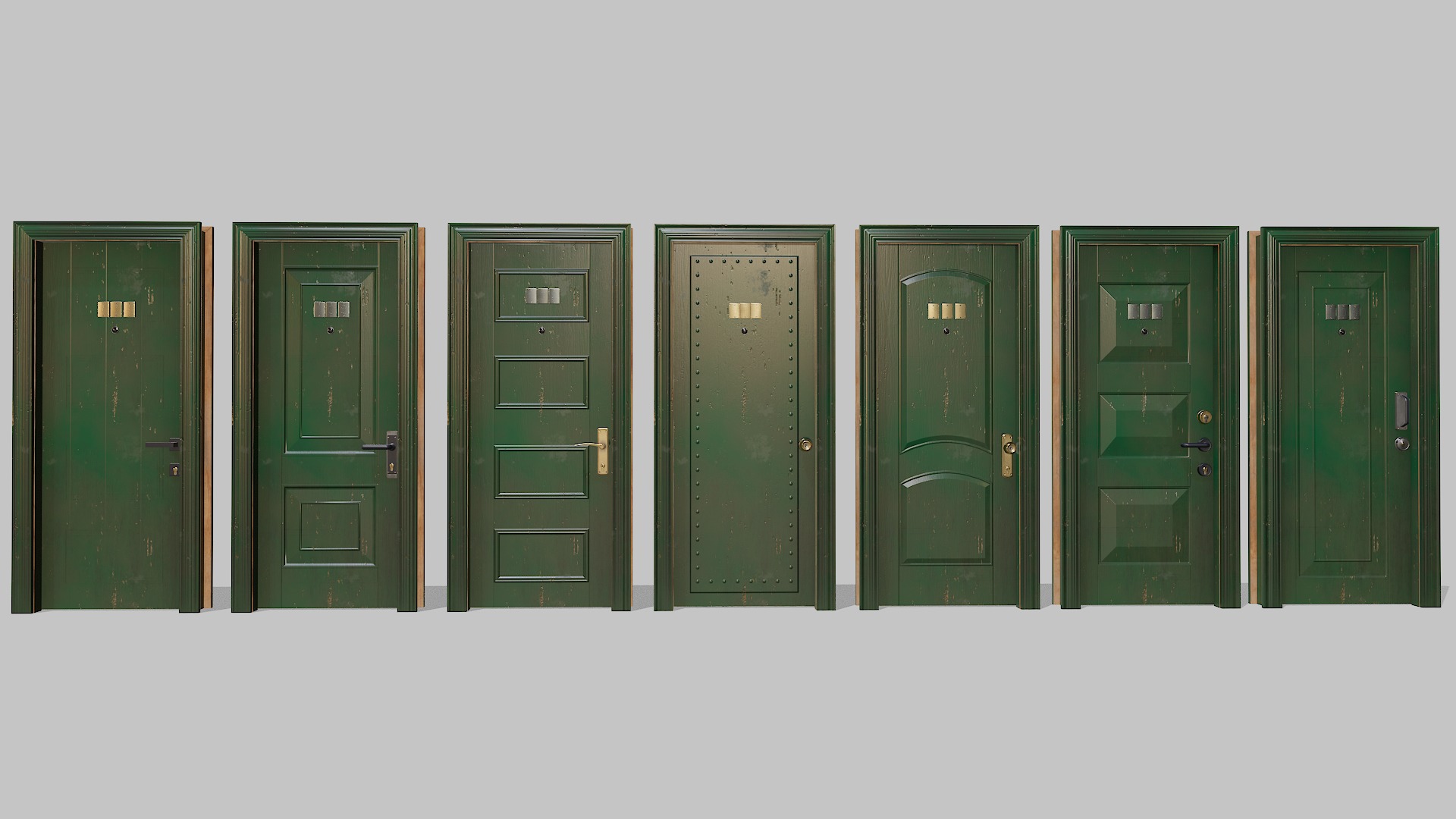 Doors big pack Low-poly 3D model_10