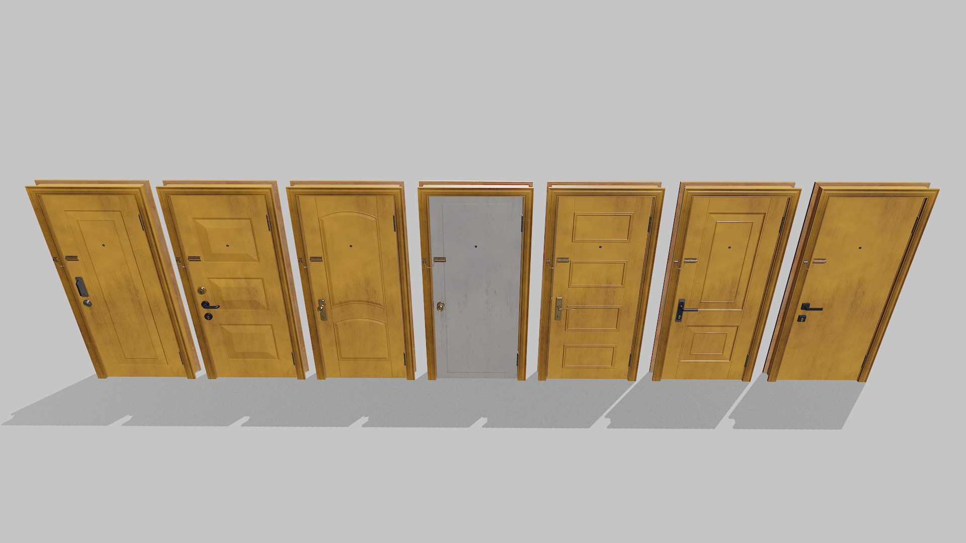 Doors big pack Low-poly 3D model_3