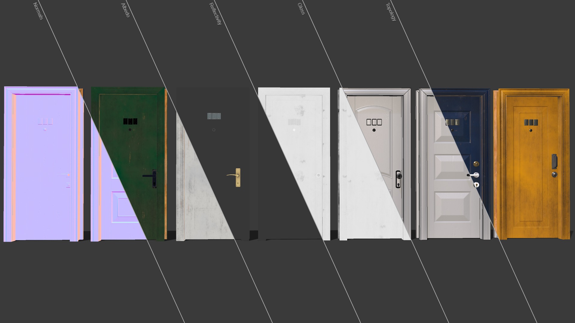Doors big pack Low-poly 3D model_29