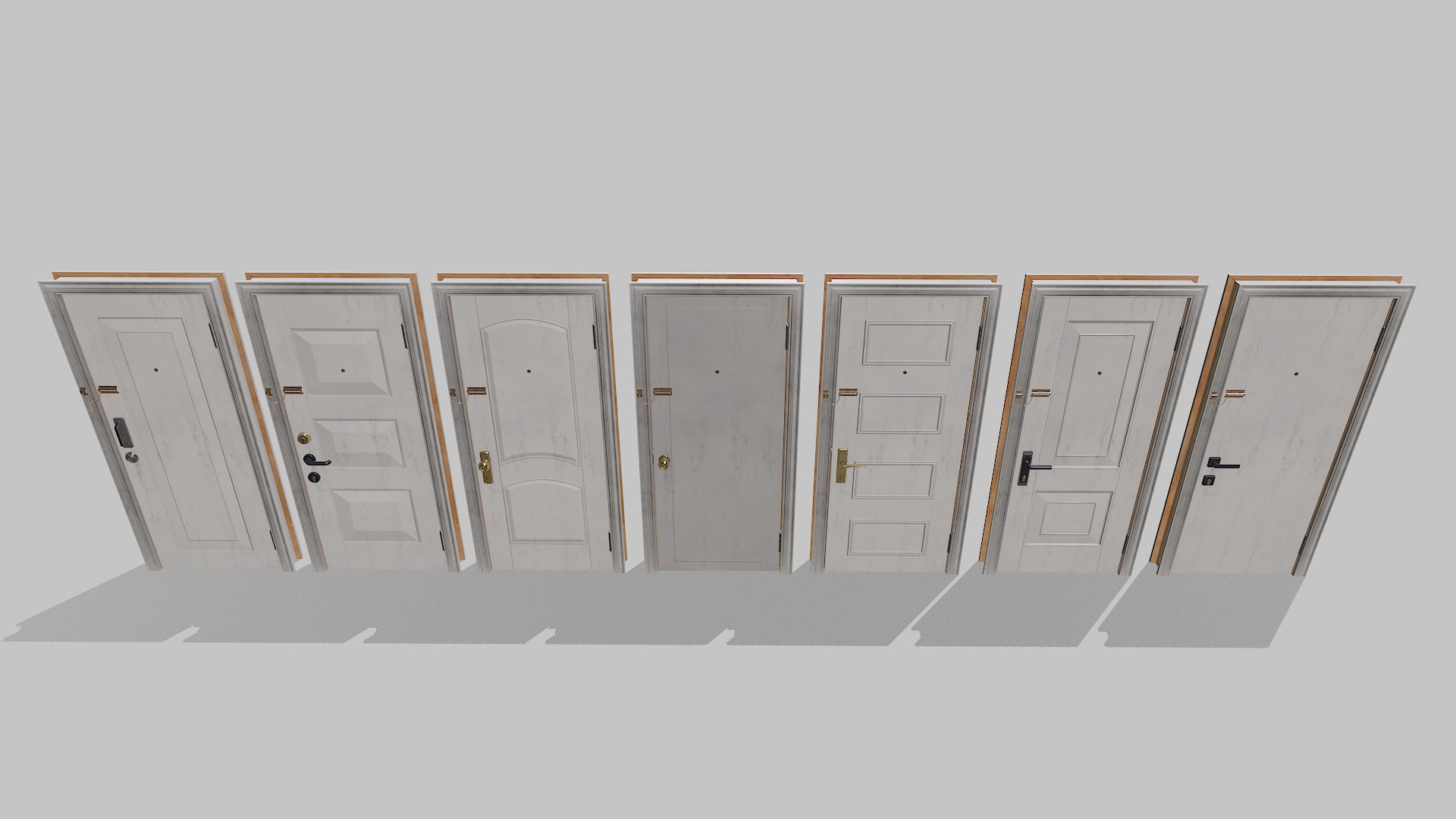 Doors big pack Low-poly 3D model_7