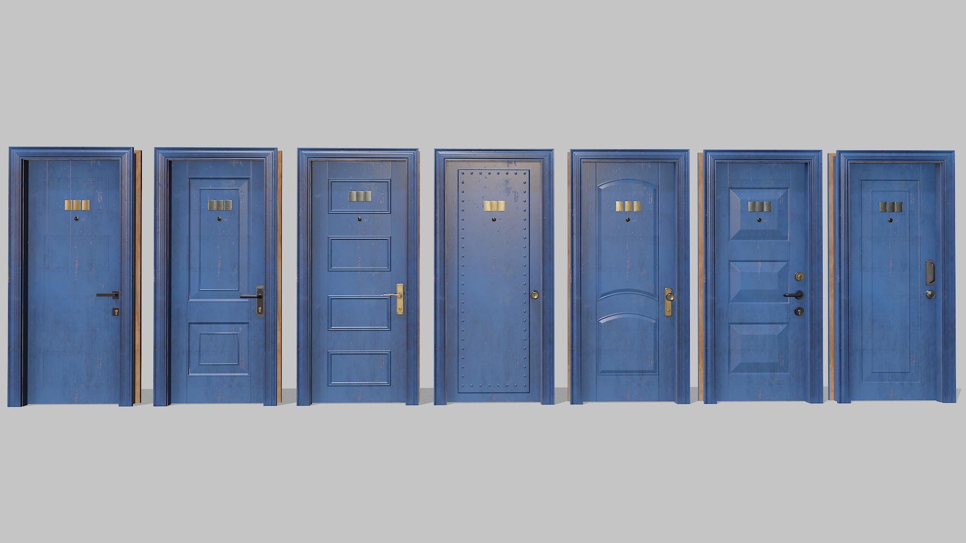 Doors big pack Low-poly 3D model_4