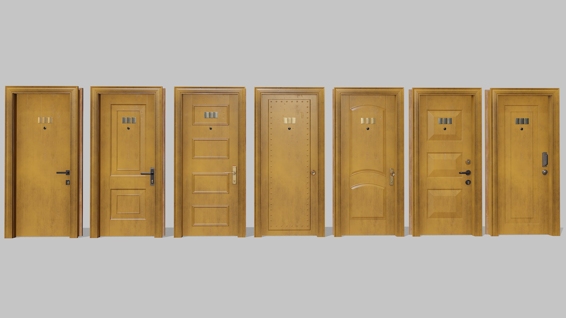 Doors big pack Low-poly 3D model_2
