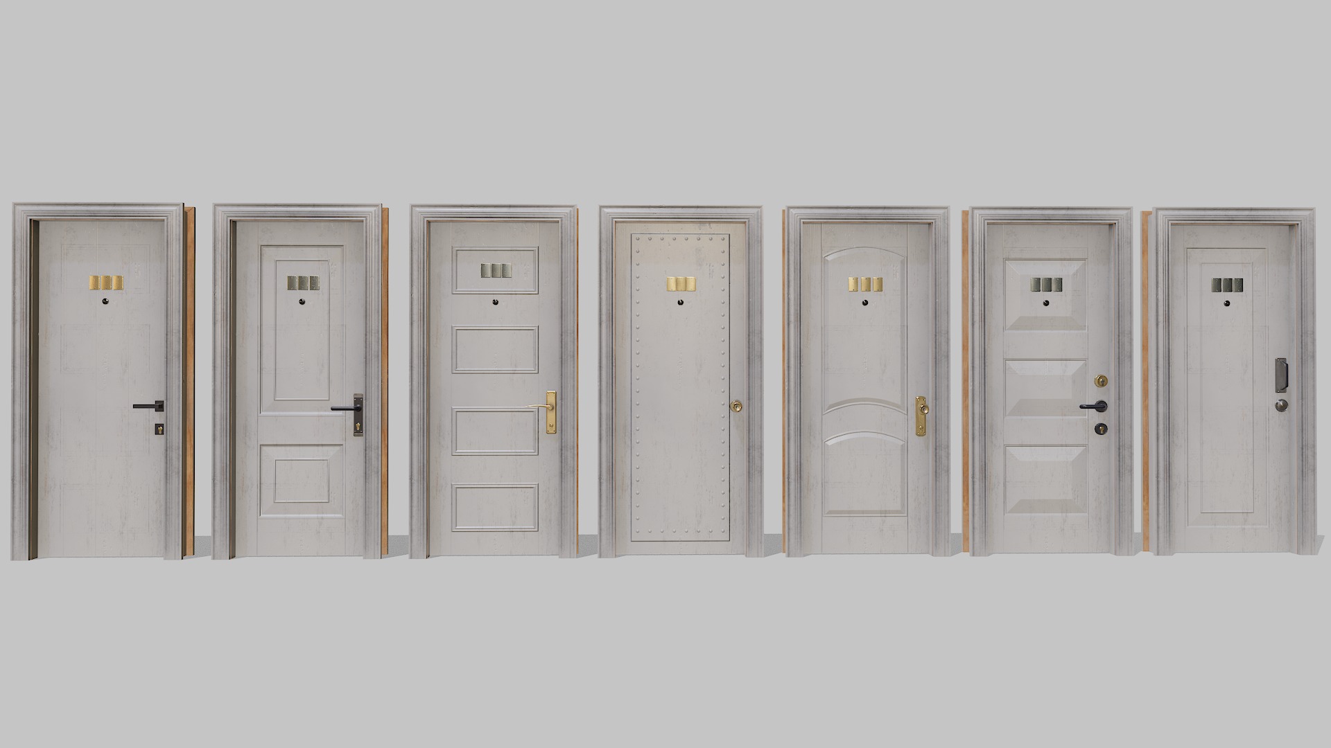Doors big pack Low-poly 3D model_6