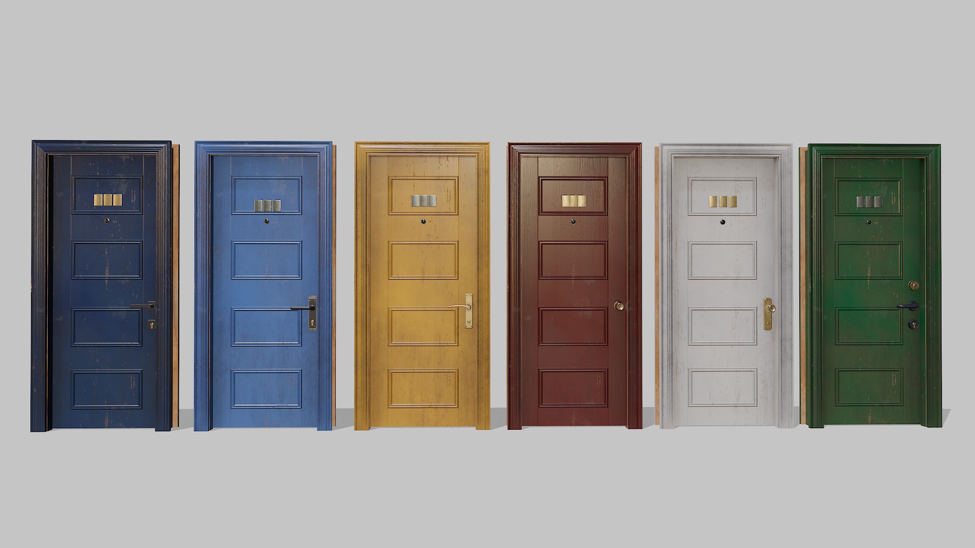 Doors big pack Low-poly 3D model_16