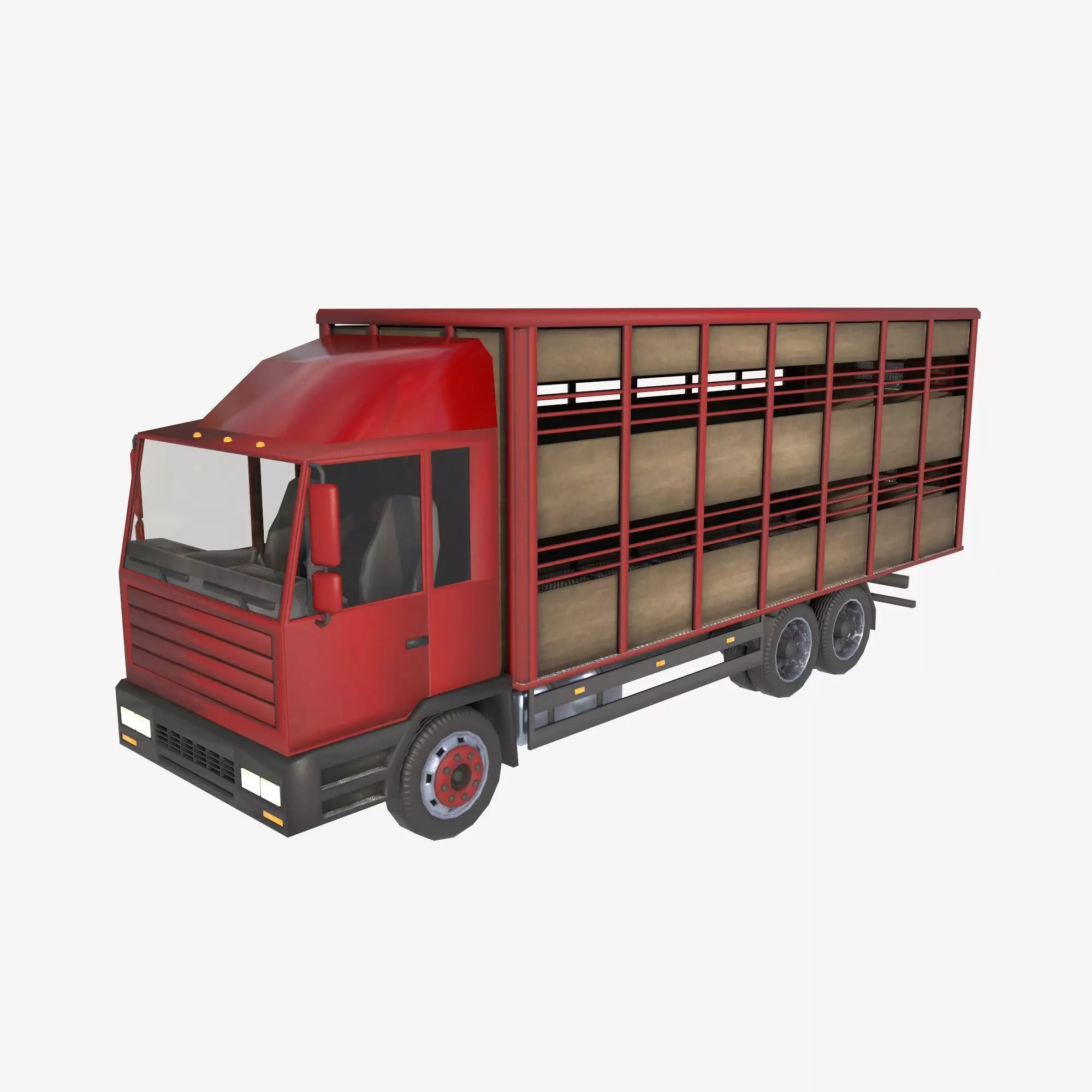 cattle truck Low-poly 3D model_0