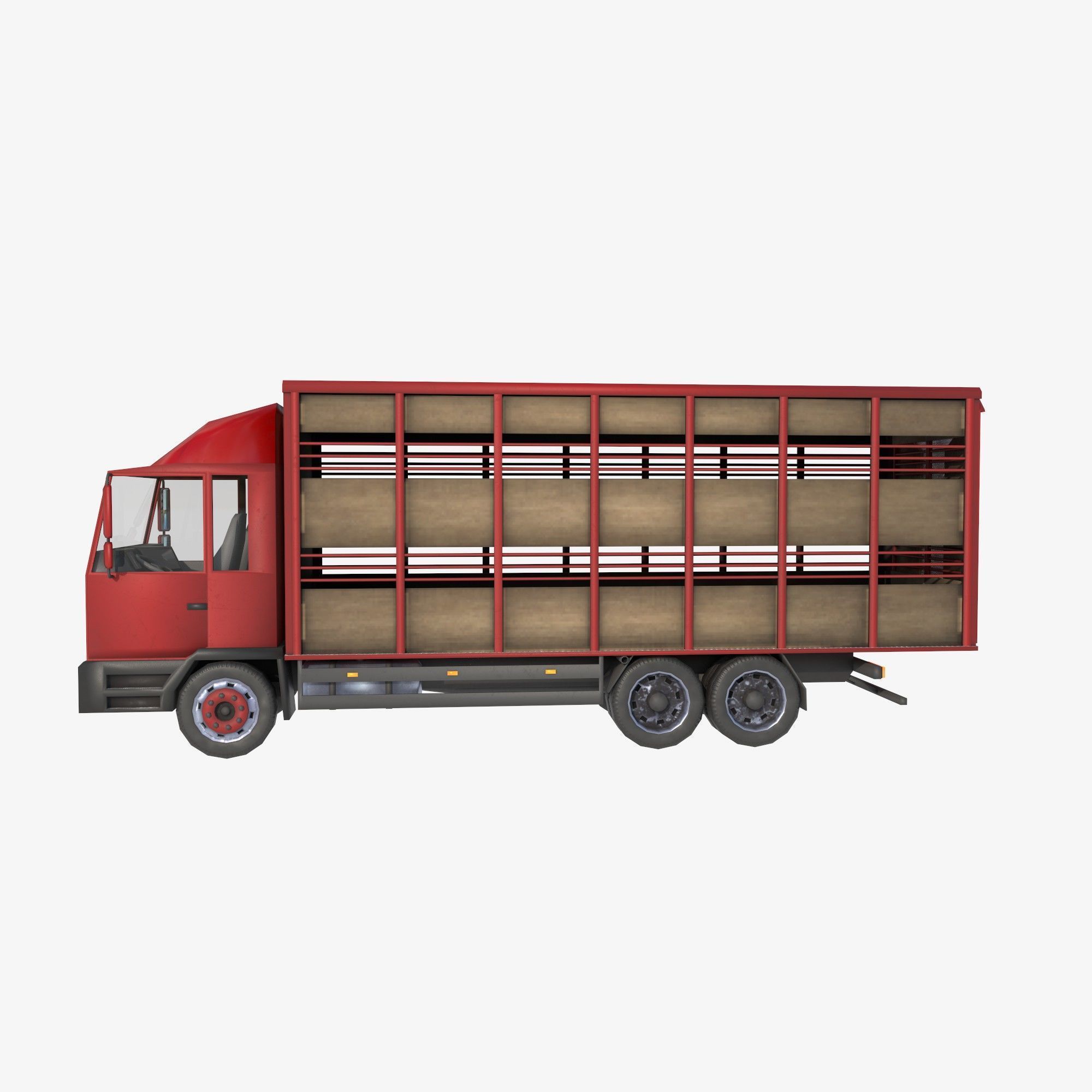 cattle truck Low-poly 3D model_4