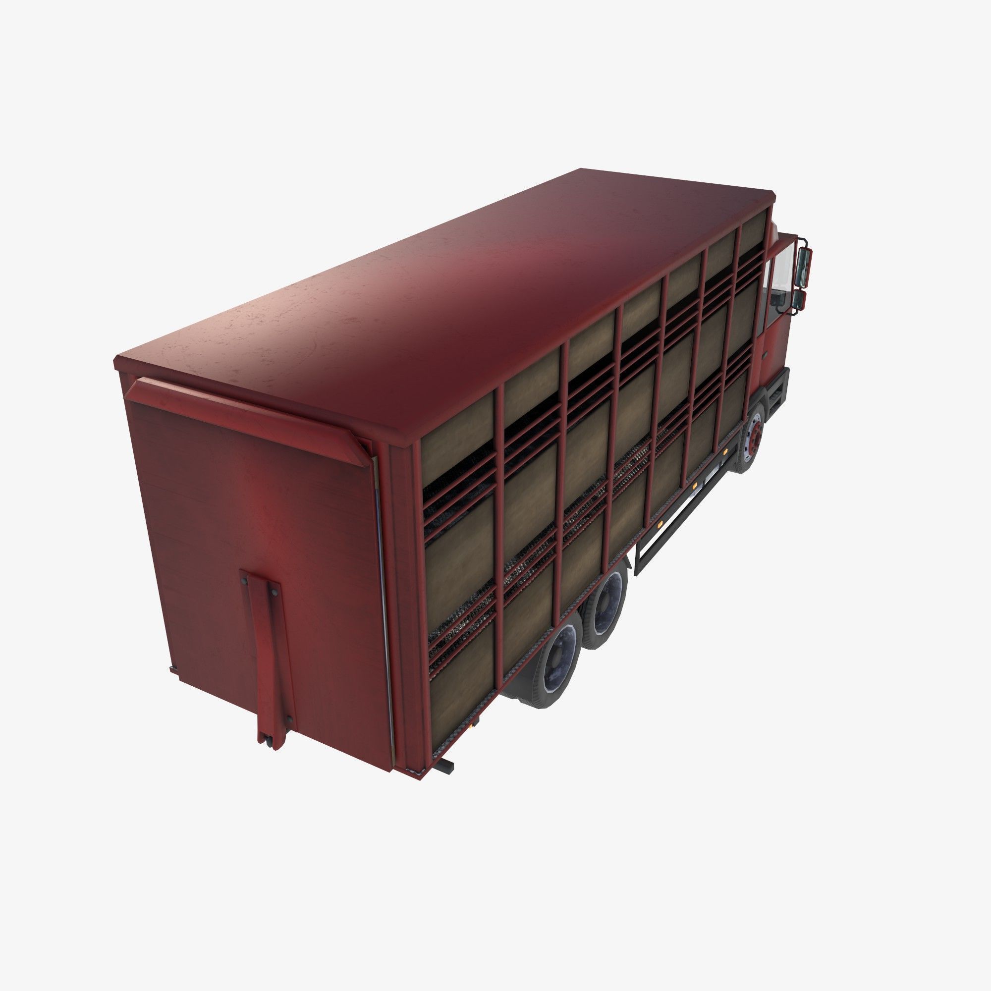 cattle truck Low-poly 3D model_5