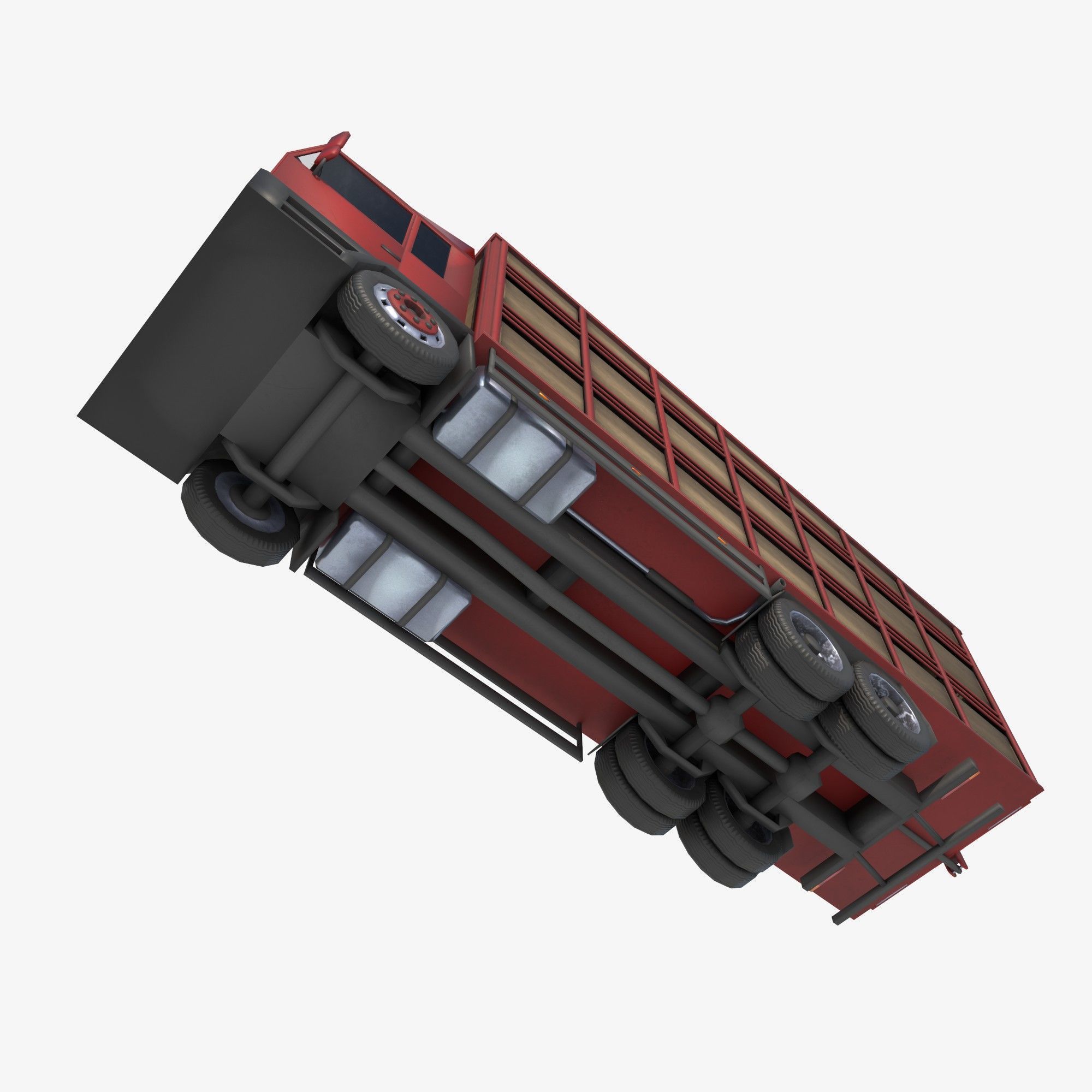cattle truck Low-poly 3D model_9