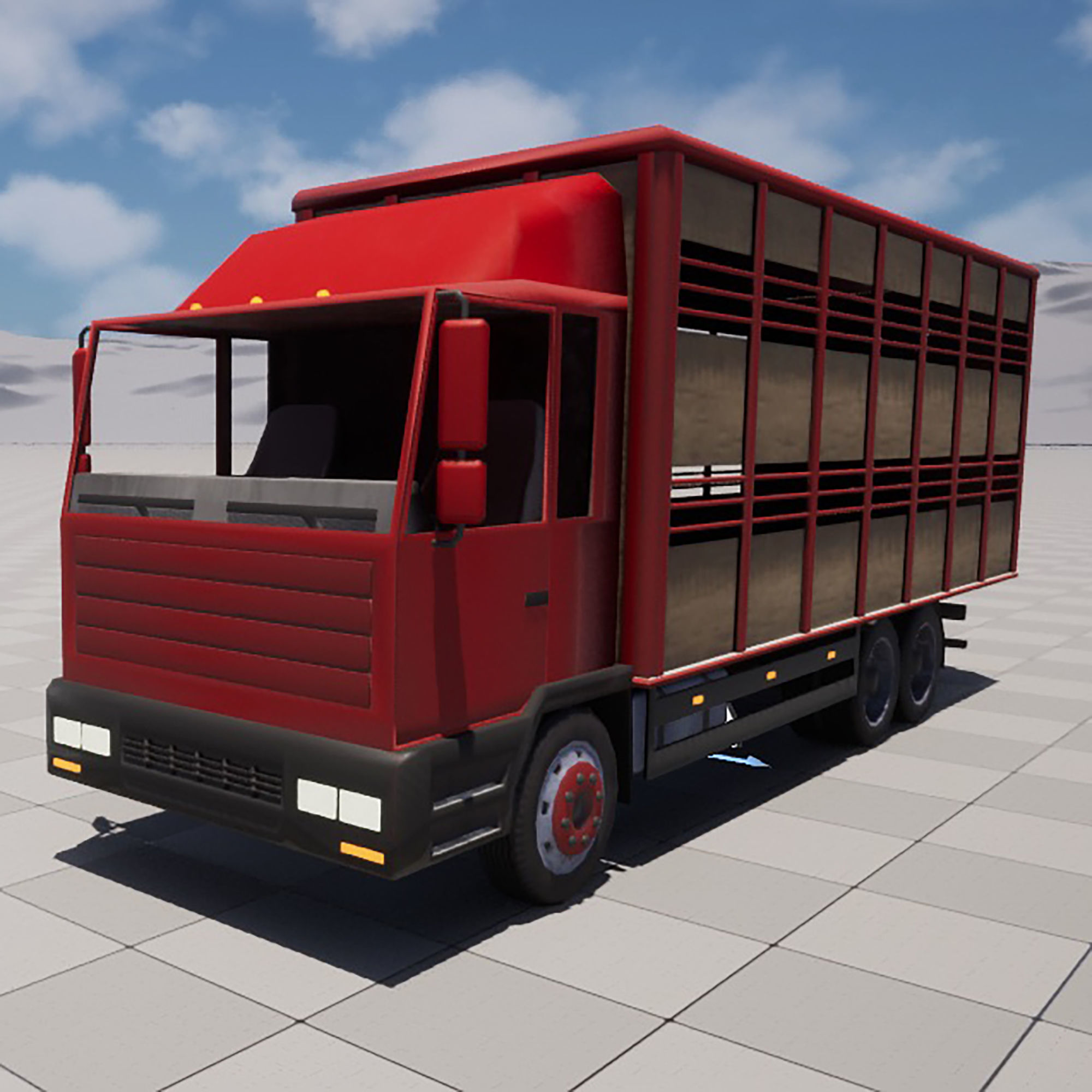 cattle truck Low-poly 3D model_10