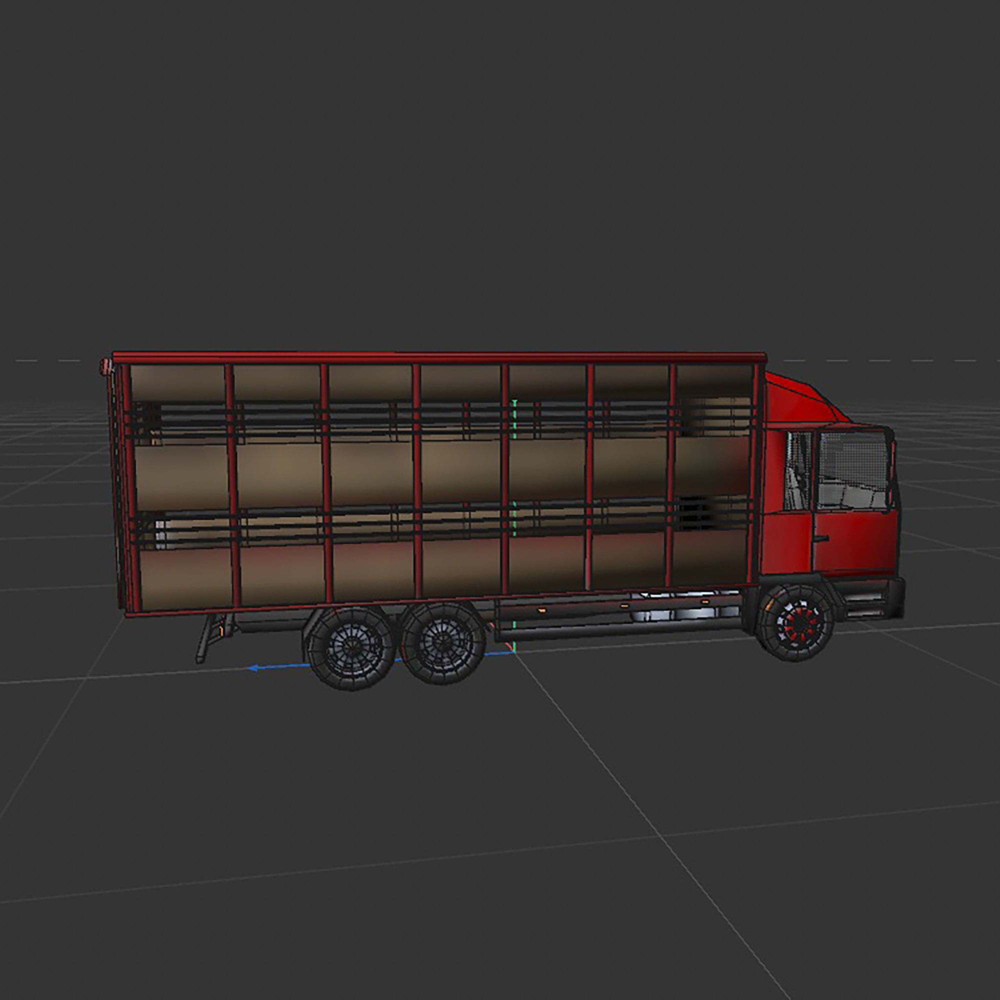 cattle truck Low-poly 3D model_12