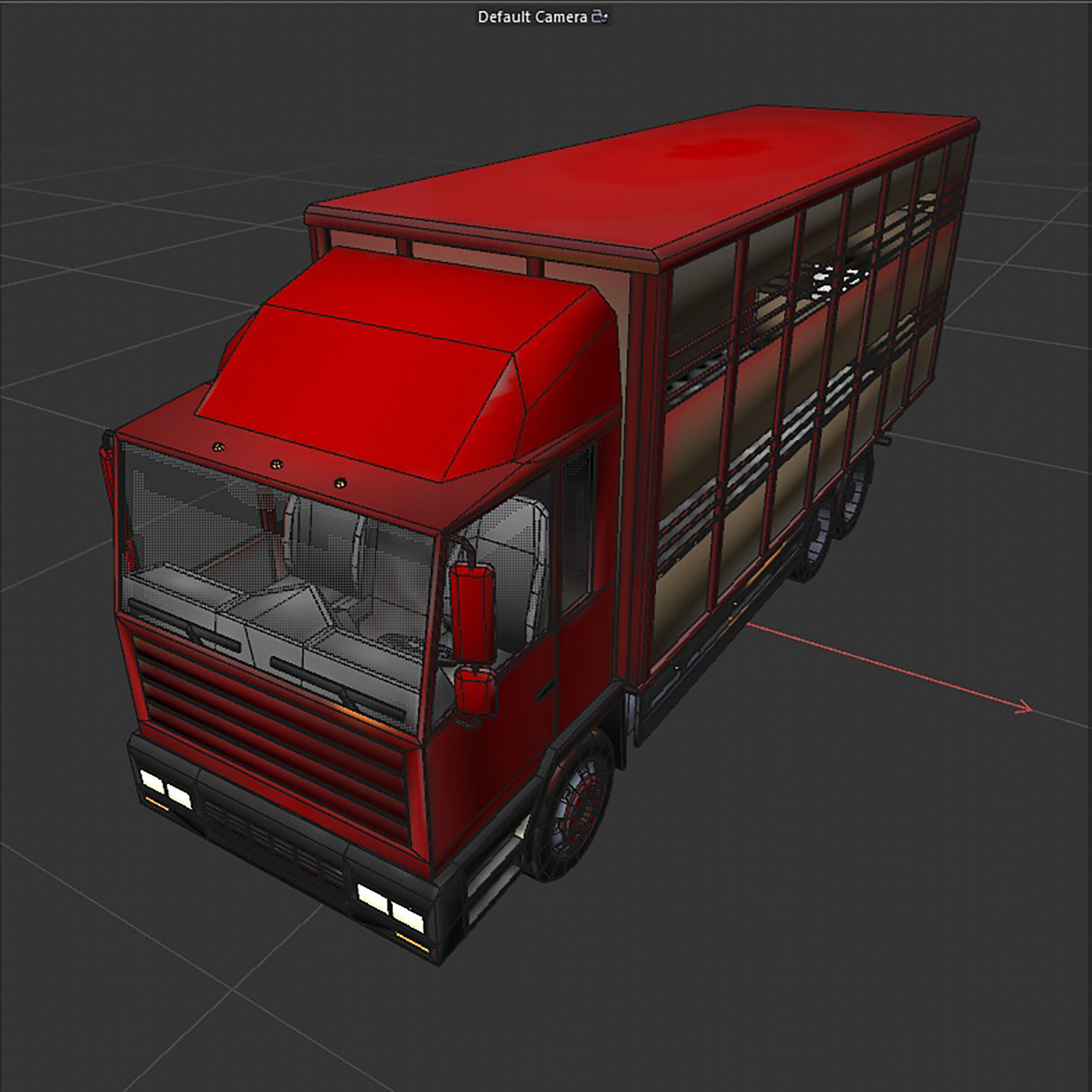 cattle truck Low-poly 3D model_11