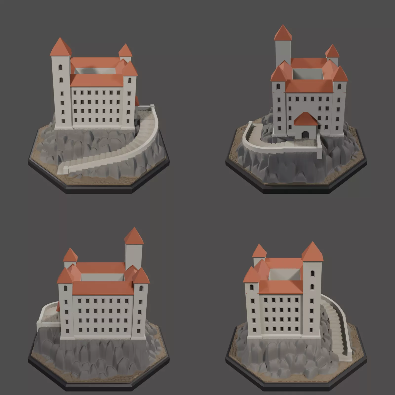 Fantasy Castle on a Cliff for D and D and board games 3D print model