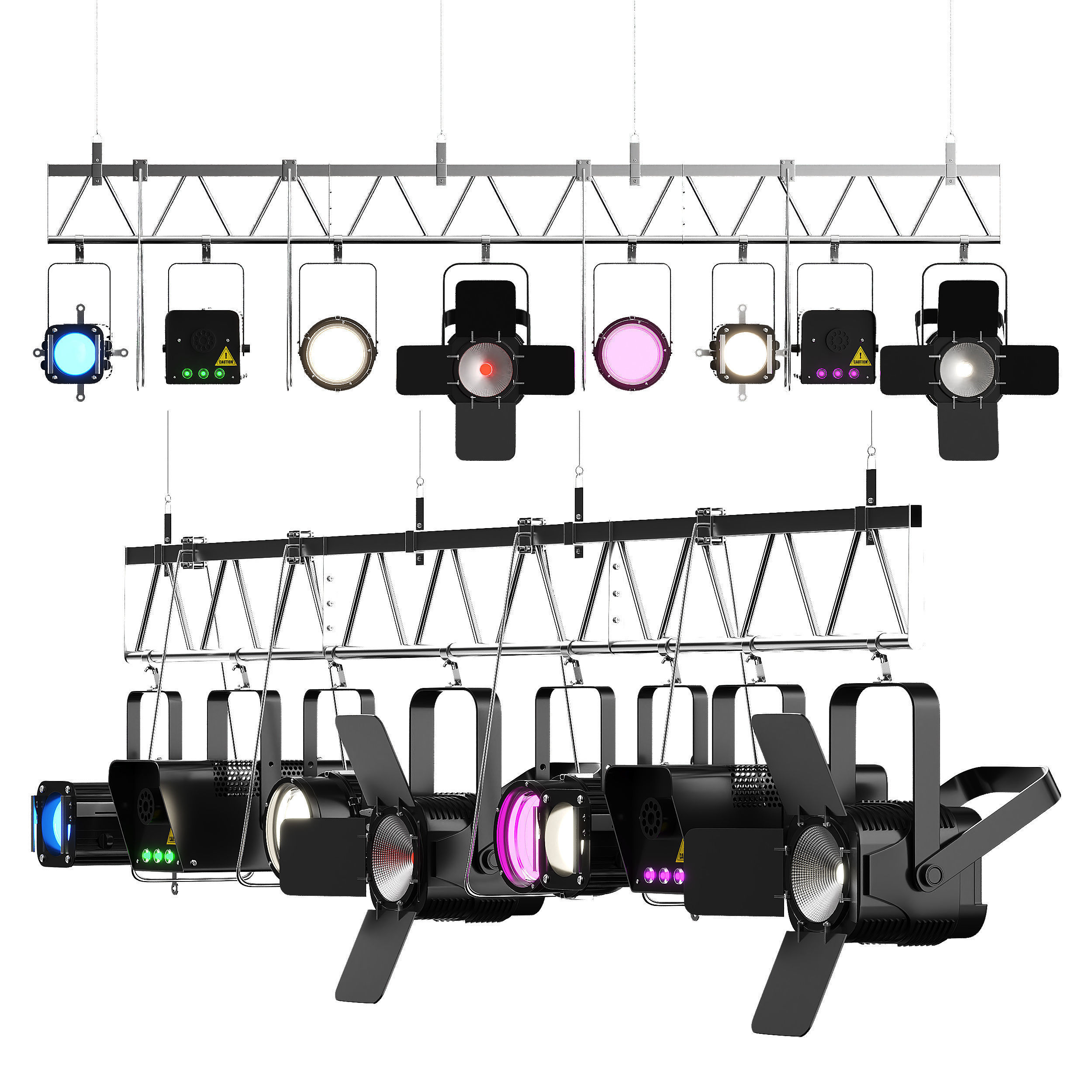 Soft theater farm with lighting equipment Low-poly 3D model_1