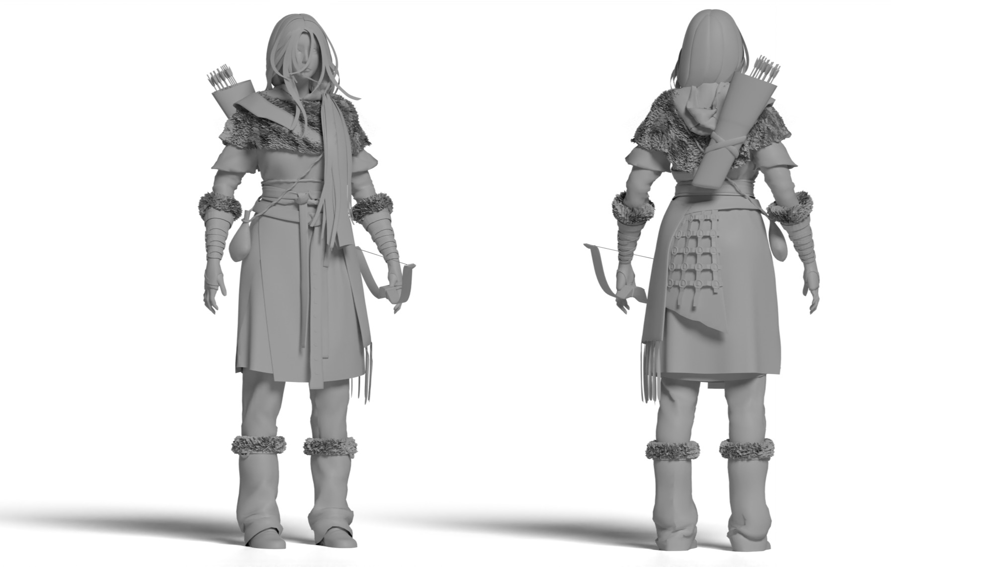 Snow Girl - Game Ready Low-poly 3D model_8