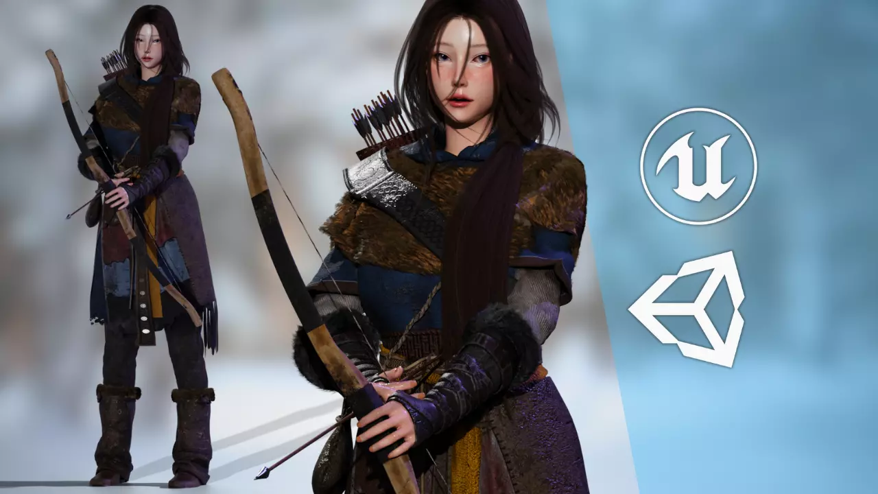 Snow Girl - Game Ready Low-poly 3D model_0