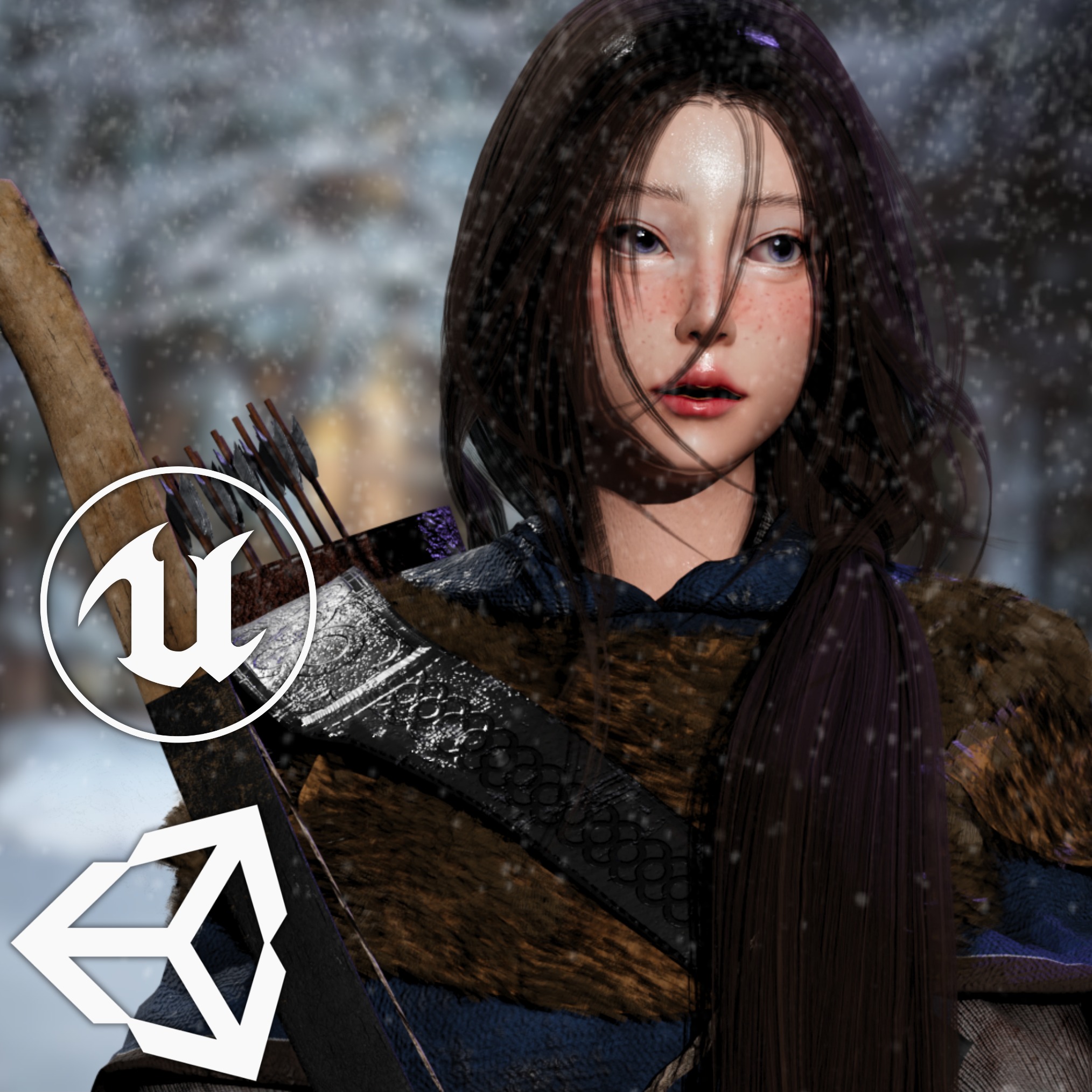 Snow Girl - Game Ready Low-poly 3D model_14