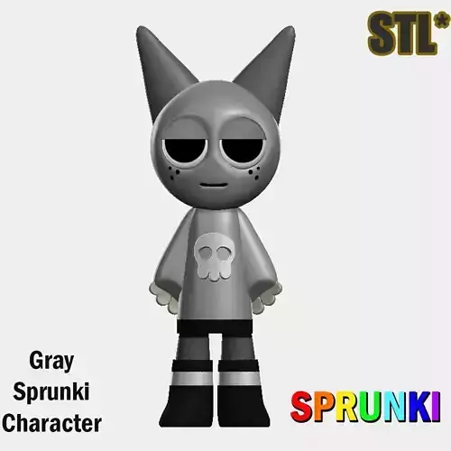 Gray Sprunki Incredibox 3D STL Character Fanart 3D print model