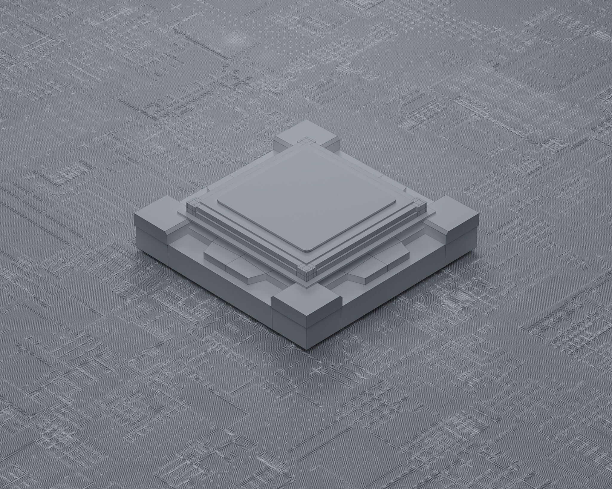 Quantum Computer Processor Artificial Intelligence Chip 3D model_6