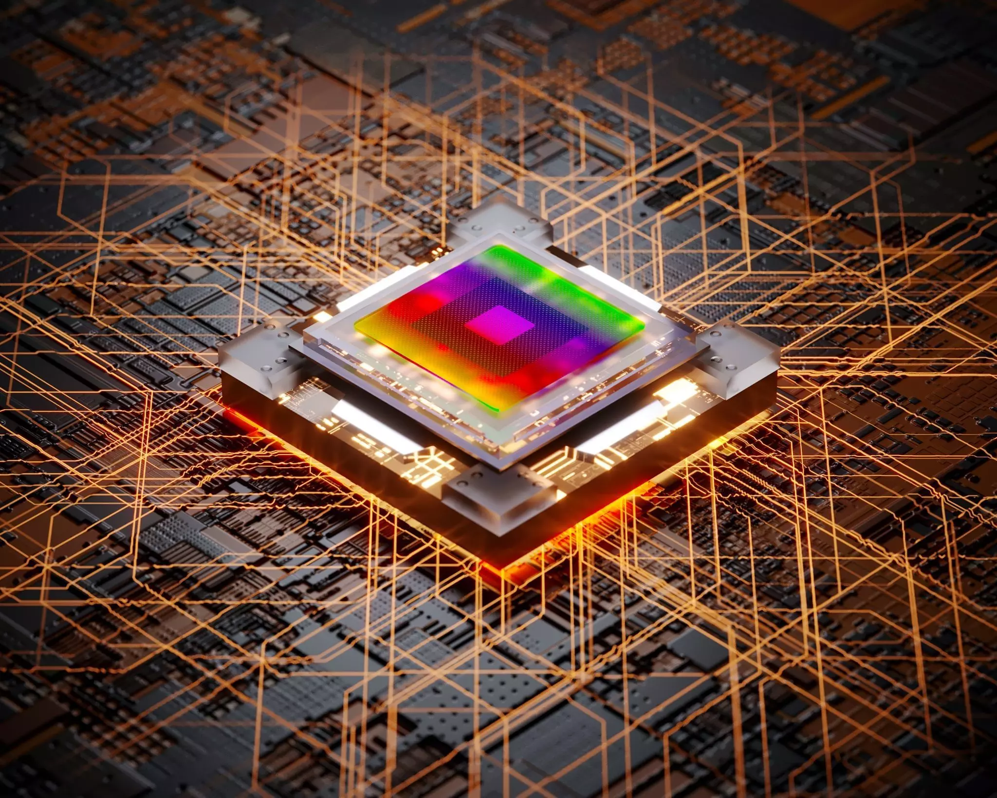 Quantum Computer Processor Artificial Intelligence Chip 3D model_0