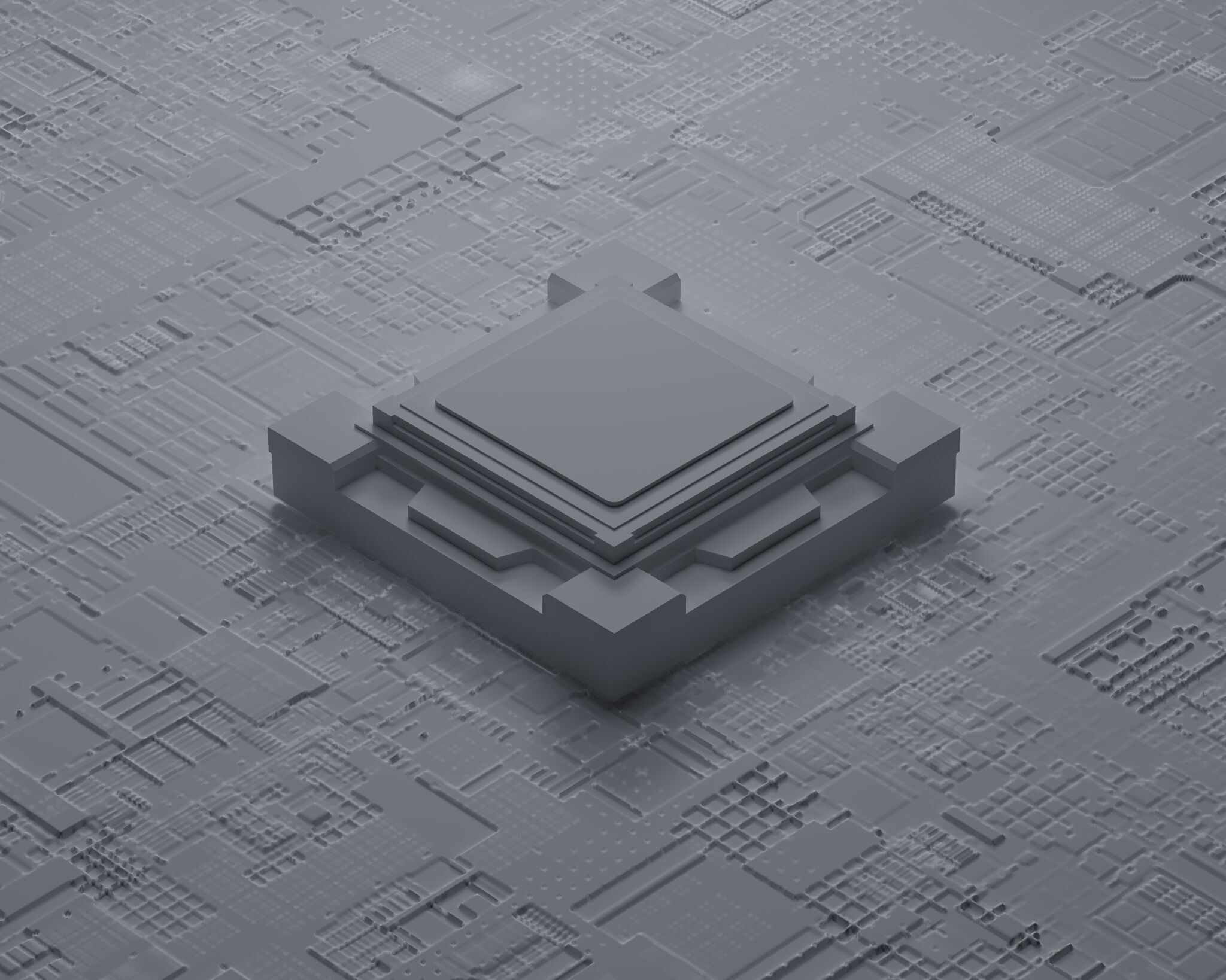 Quantum Computer Processor Artificial Intelligence Chip 3D model_3