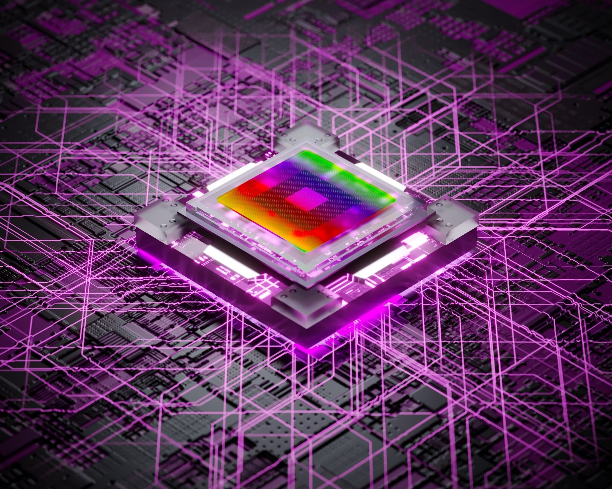 Quantum Computer Processor Artificial Intelligence Chip 3D model_1