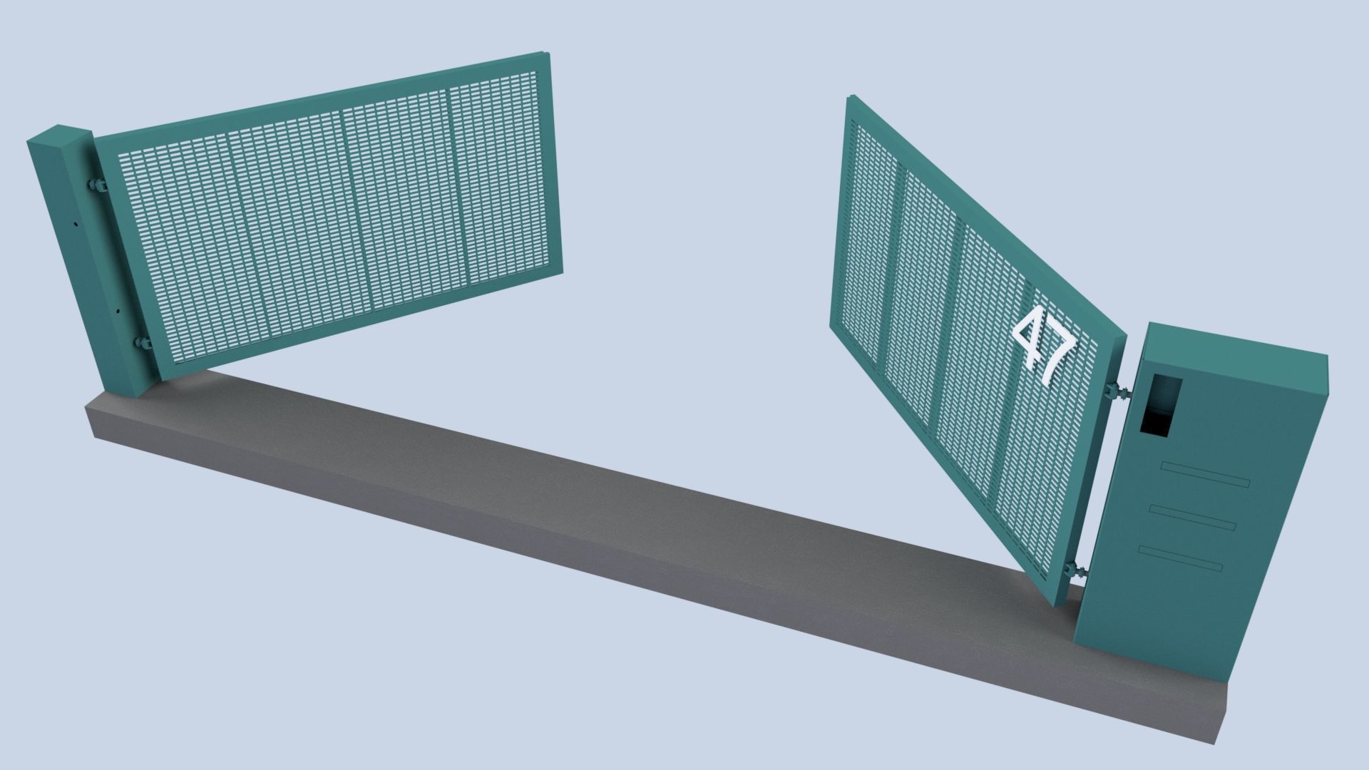 Modern Turnable Gate Low-poly 3D model_3