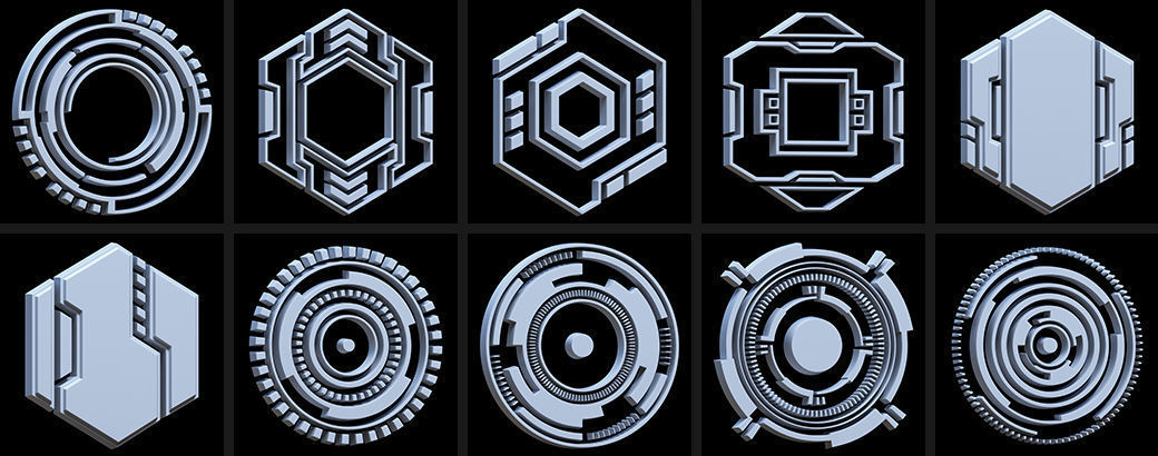 150 Sci-fi Hologram Base Mesh Pack 3D model_13