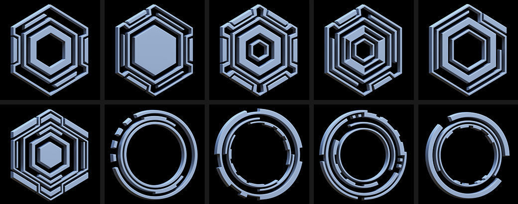 150 Sci-fi Hologram Base Mesh Pack 3D model_5