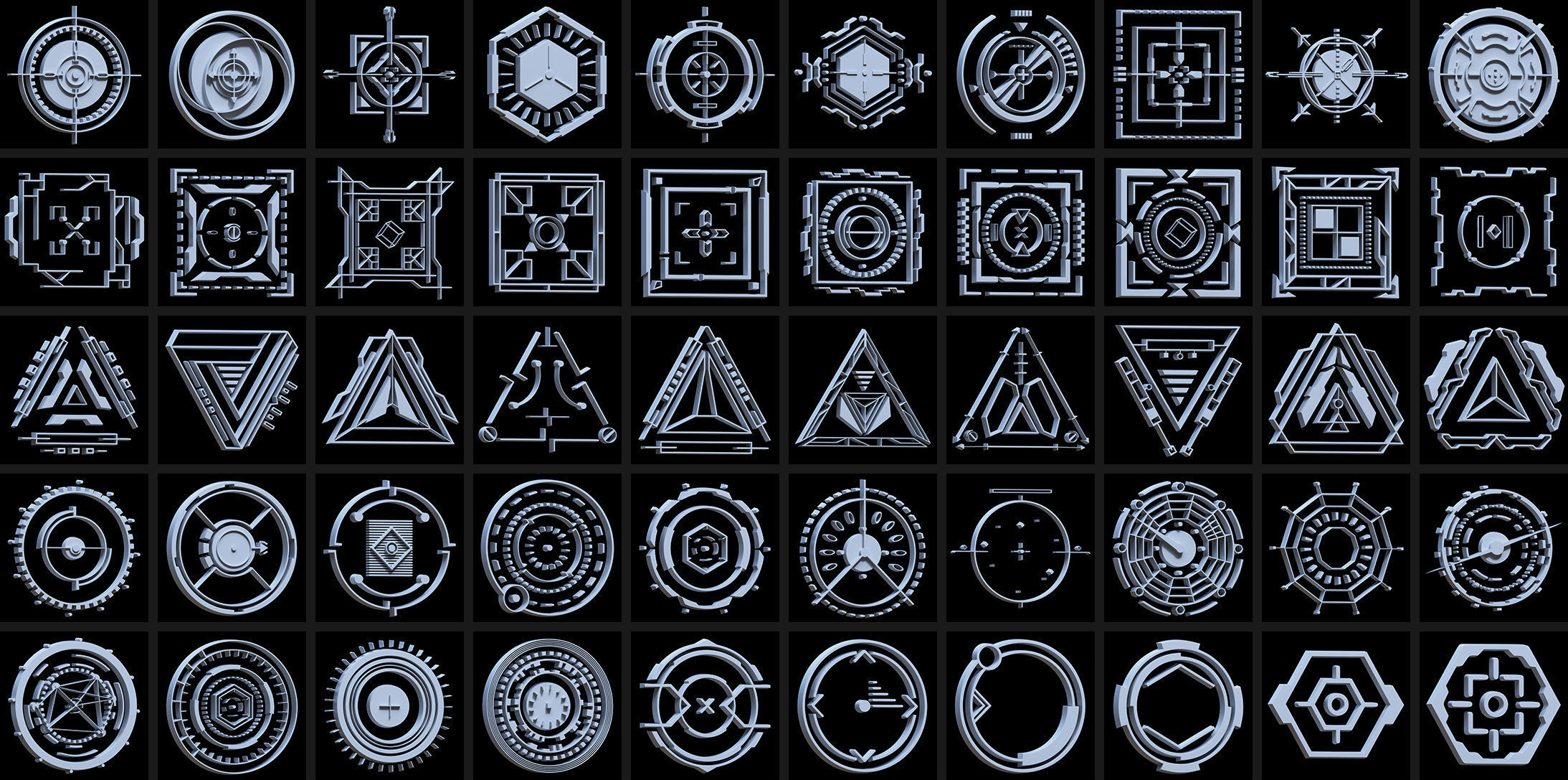 150 Sci-fi Hologram Base Mesh Pack 3D model_3