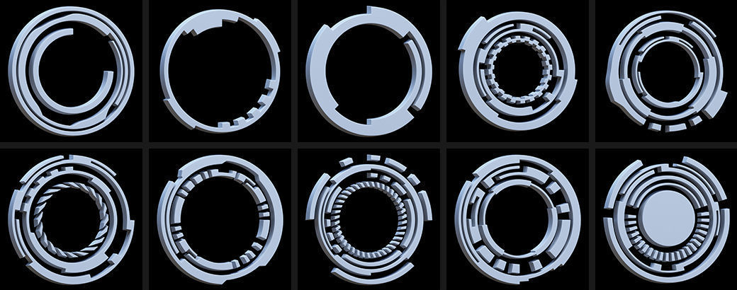 150 Sci-fi Hologram Base Mesh Pack 3D model_11