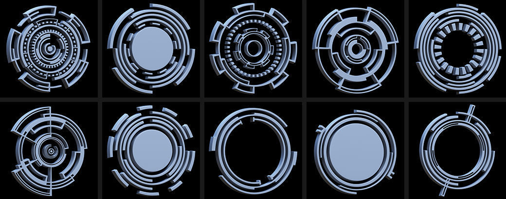 150 Sci-fi Hologram Base Mesh Pack 3D model_4